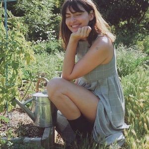 Christy Dawn Remy Dress in pebble Blue Checker windowpane grid check